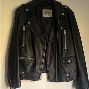 Levi's Black Biker Jacket with Silver Accents